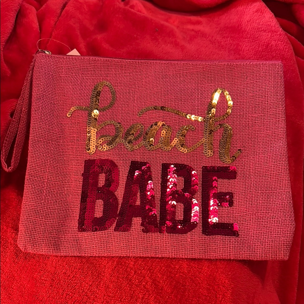 Pink Sequin Wet Bag Clutch - Beach Babe